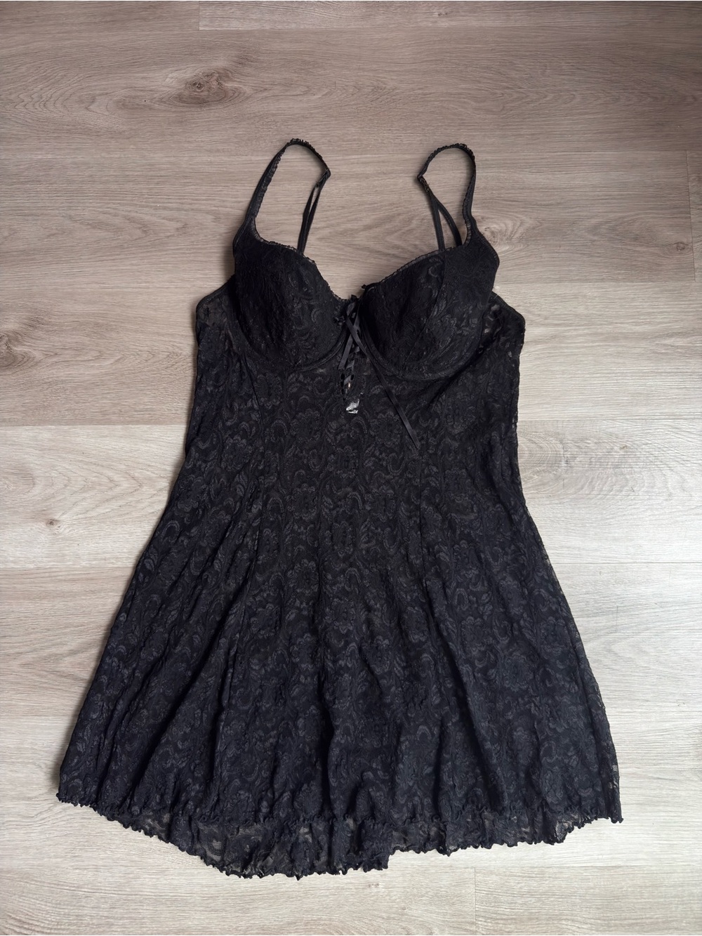 Vtg 90s Y2K Secrets Black Gold Lace Slip Dress 18/20 Whimsigoth Coquette